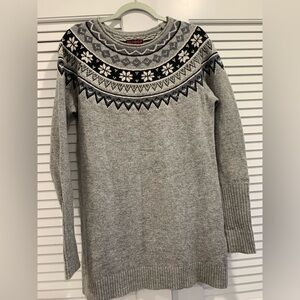 SKHOOP Scandinavian gray fair isle tunic wool blend apres ski winter size Large